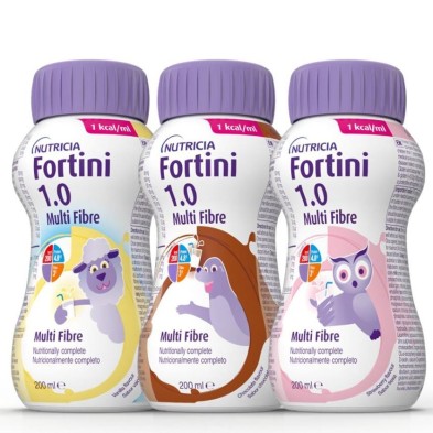 Fortini 1.0 Multi Fibre 24 Botellas 200 ml Multisabor (8 Vainilla / 8 Chocolate / 8 Fresa)
