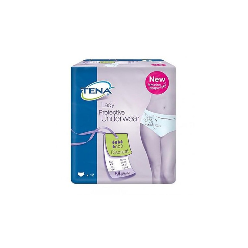 TENA PROTECTIVE UNDERWEAR DISCREET BRAGA ABSORB TALLA M 12 UNIDADES