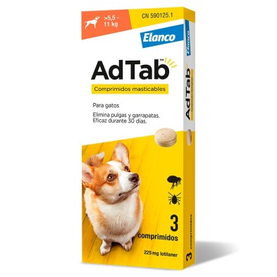 Adtab 225 mg 3 Comprimidos Masticables para Perros (5,5-11 kg)