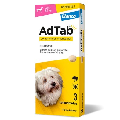 Adtab 112 mg 3 Comprimidos Masticables para Perros (2,5-5,5 kg)
