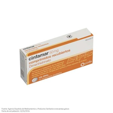 Cinfamar 50 mg 4 Comprimidos Recubiertos
