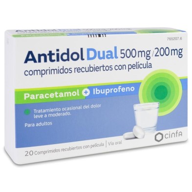 ANTIDOL DUAL 500 MG/200 MG 20 COMPRIMIDOS RECUBIERTOS