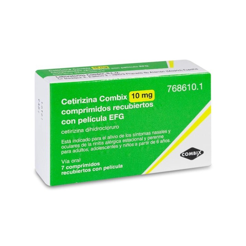 Cetirizina Combix Efg 10 mg 7 Comprimidos Recubiertos