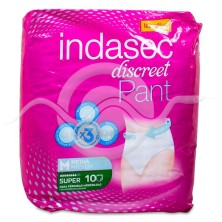 Absorbente Incontinencia Orina Día Anatómico Indasec Pant Super 10 Unidades Talla m