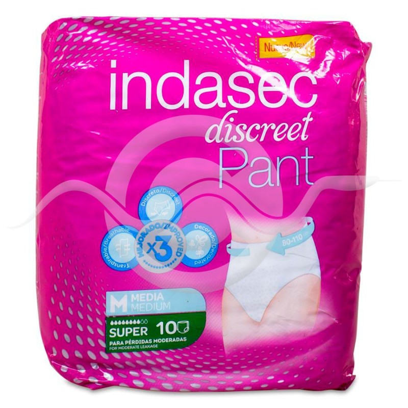Absorbente Incontinencia Orina Día Anatómico Indasec Pant Super 10 Unidades Talla m