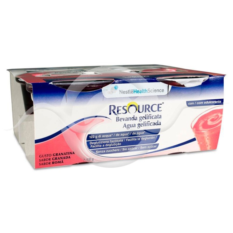 Resource Aqua+ 4 Tarrinas 125 g Sabor Granada
