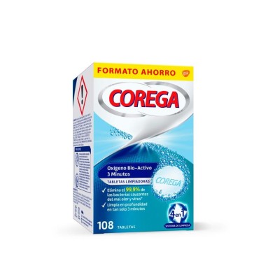 Corega Oxigeno Bio-activo Limpieza Prótesis Dental 108 Tabletas