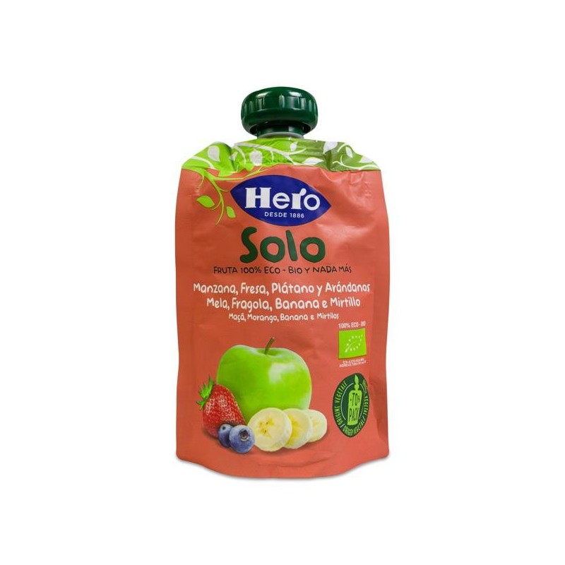 Hero Baby Solo Manzana Plátano Fresa y Arándanos 1 Envase 100 g