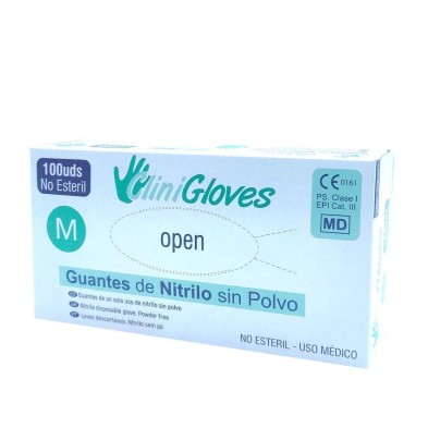 Guantes de Nitrilo sin Polvo Clinigloves 100 Unidades Talla m