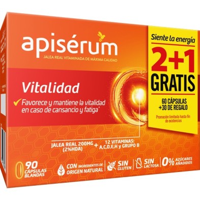 Apiserum Vitalidad 3 Envases 30 Cápsulas Blandas Pack Ahorro 3 Meses