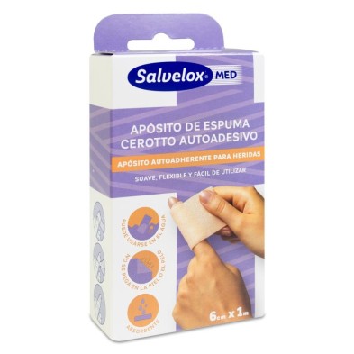 Salvelox Med Foam Plaster Apósito Adhesivo 1 Apósito 1m x 6 cm