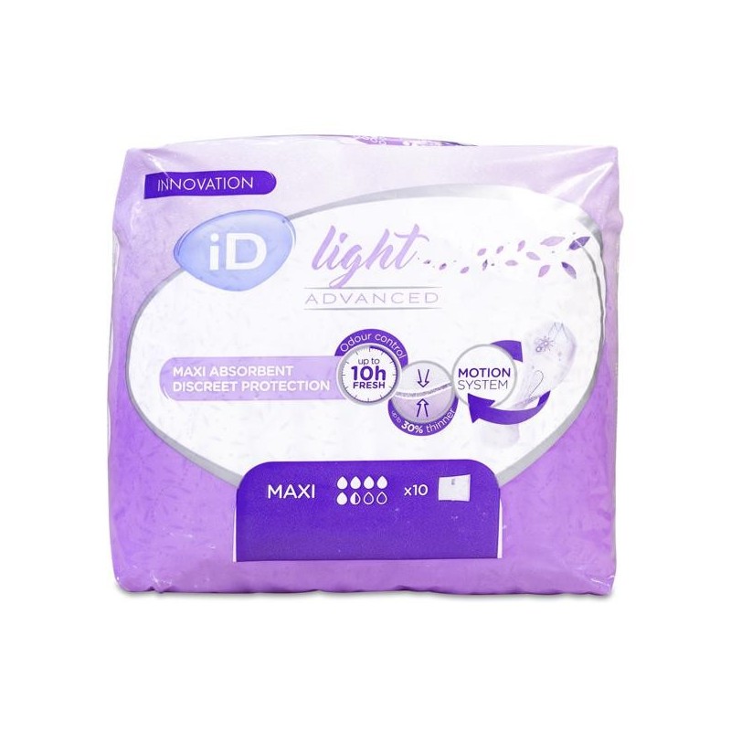 Compresa Incontinencia Orina Ligera Id Discreet Light Pads Maxi 10 Unidades