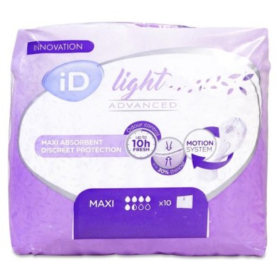 Compresa Incontinencia Orina Ligera Id Discreet Light Pads Maxi 10 Unidades