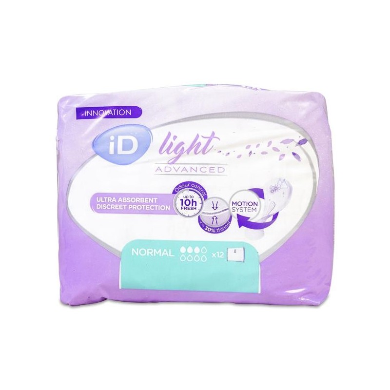 Compresa Incontinencia Orina Ligera Id Discreet Light Pads Normal 12 Unidades