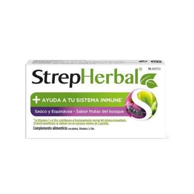 Strepherbal 16 Pastillas para Chupar Sabor Saúco y Equinácea