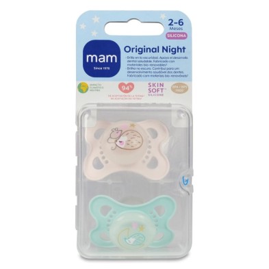 Chupete Silicona Mam Original Night 2 - 6 Meses Matt N Pack Doble