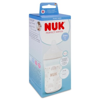 Biberón Cristal Nuk Perfect Match Flujo m 1 Unidad 230 ml Arcoiris