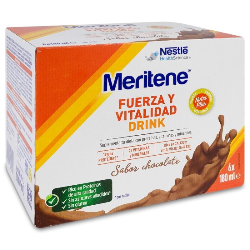 Meritene Fuerza y Vitalidad Drink 6 Botellas 180 ml Sabor Chocolate