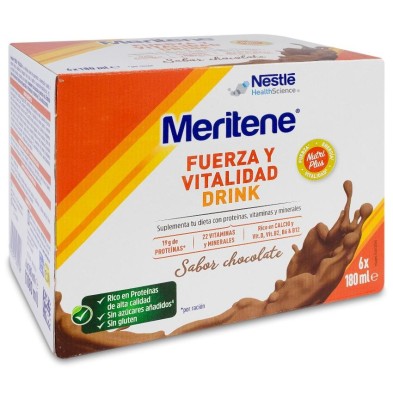 Meritene Fuerza y Vitalidad Drink 6 Botellas 180 ml Sabor Chocolate