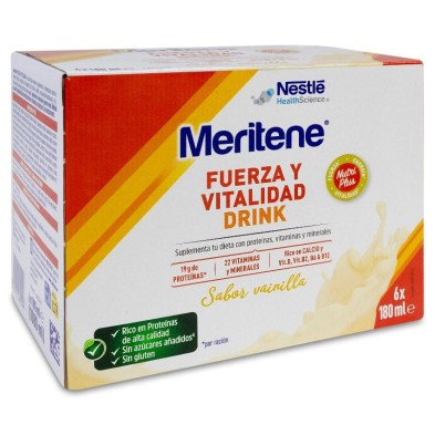 Meritene Fuerza y Vitalidad Drink 6 Botellas 180 ml Sabor Vainilla