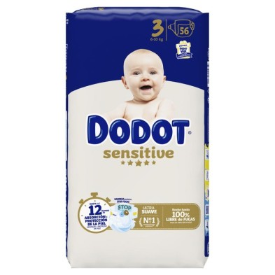 Pañal Infantil Dodot Sensitive Talla 3 6-10 kg 56 Unidades