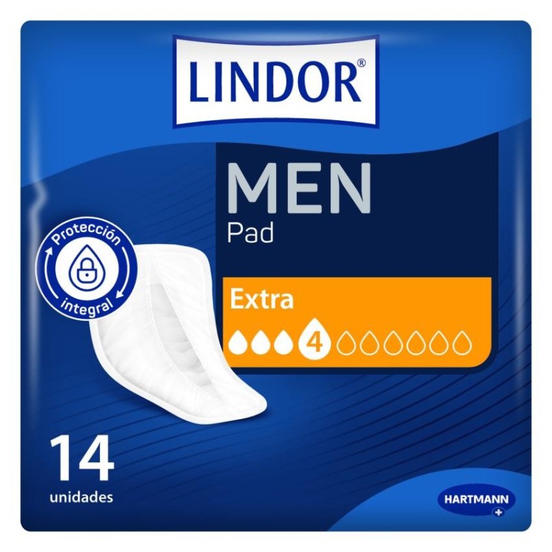 Absorbente Incontinencia Orina Ligera Lindor Men Pad Extra 4 Gotas 14 Unidades