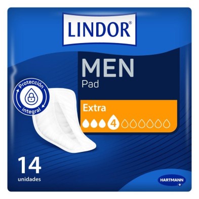Absorbente Incontinencia Orina Ligera Lindor Men Pad Extra 4 Gotas 14 Unidades