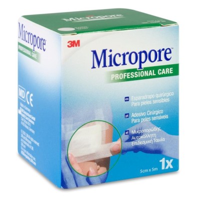 Esparadrapo Hipoalergico Papel Micropore 1 Unidad 5 m x 5 cm Color Blanco