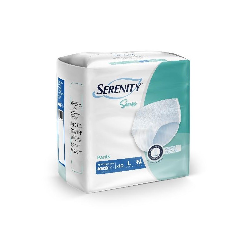 Absorbente Incontinencia Orina Noche Anatómico Serenity Sense Pants 80 Unidades Talla Grande