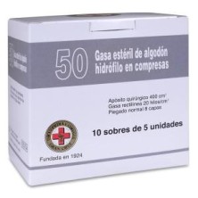 Gasa Estéril Algodón Hidrofilo Compresas Gran Cruz 10 Sobres 5 Unidades