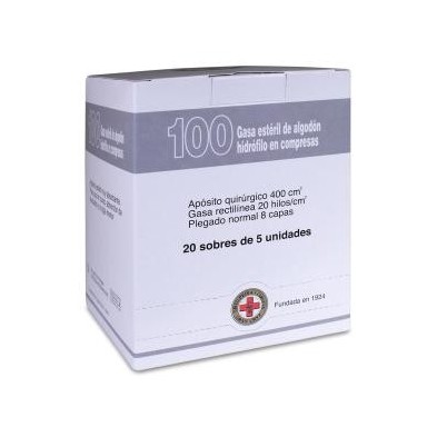 Gasa Estéril Algodón Hidrofilo Compresas Gran Cruz 20 Sobres 5 Unidades