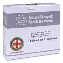 Gasa Estéril Algodón Hidrofilo Compresas Gran Cruz 5 Sobres 5 Unidades