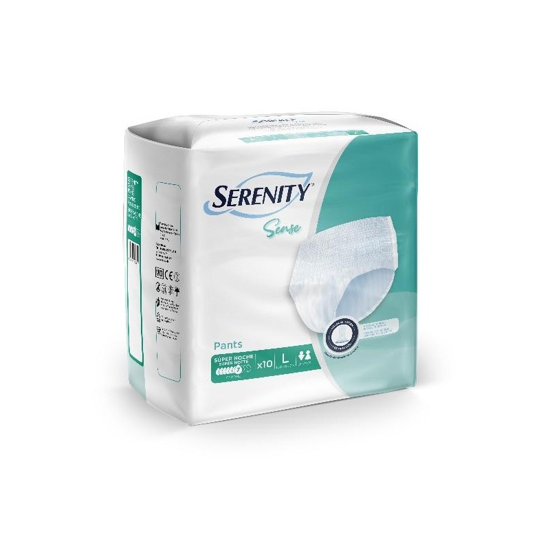 Absorbente Incontinencia Orina Super-noche Anatómico Serenity Sense Pants 80 Unidades Talla Grande
