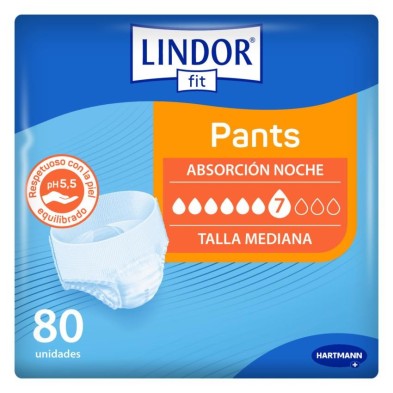 Absorbente Incontinencia Orina Noche Anatómico Lindor Fit Pants 80 Unidades Talla Mediana