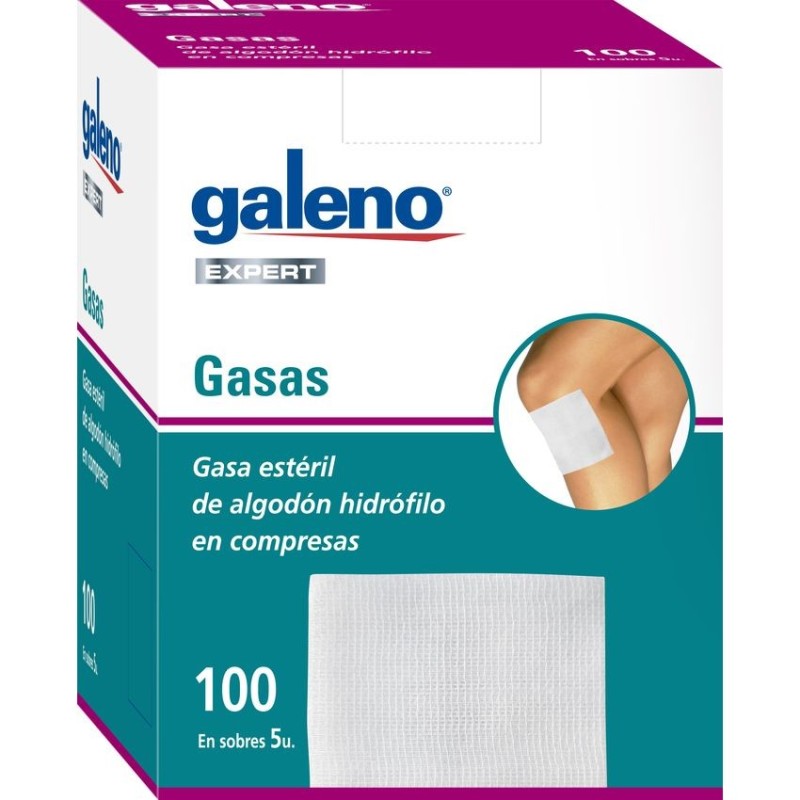 Gasa Estéril Algodón Hidrofilo Compresas Galeno 20 Sobres 5 Unidades