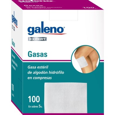 Gasa Estéril Algodón Hidrofilo Compresas Galeno 20 Sobres 5 Unidades