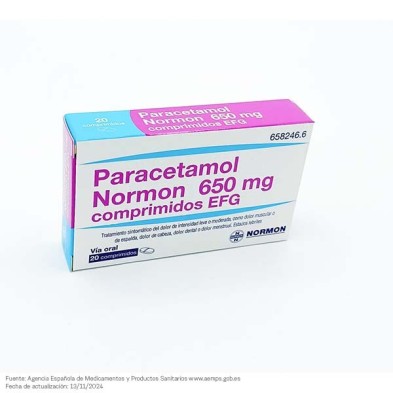 PARACETAMOL NORMON EFG 650 MG 20 COMPRIMIDOS