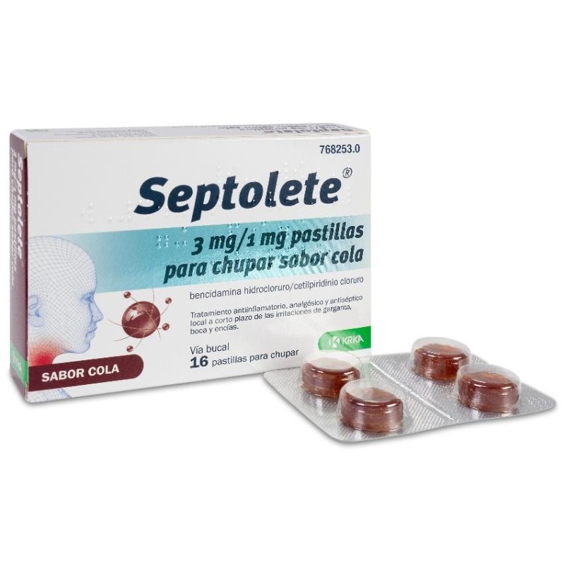 Septolete 3 mg/1 mg 16 Pastillas para Chupar (sabor Cola)