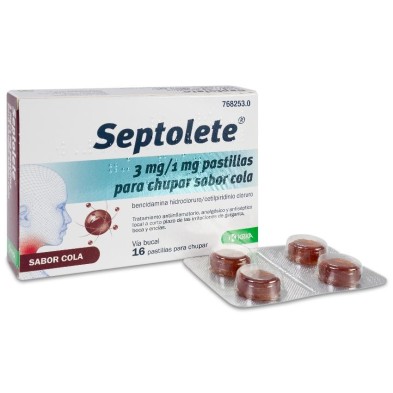 Septolete 3 mg/1 mg 16 Pastillas para Chupar (sabor Cola)