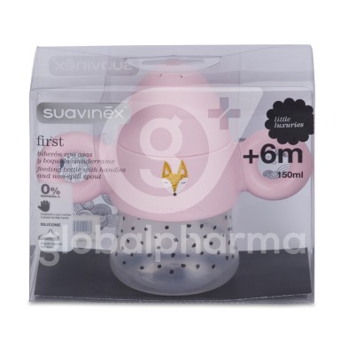 Biberón Silicona Suavinex Entrena Antiderrame Asas + 6 Meses 1 Unidad First 150 ml
