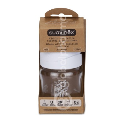Biberón Vidrio Tetina Fisiológica Silicona Bonhomia 1 Unidad 120 ml Talla S