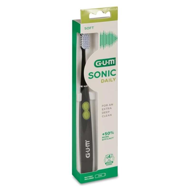 Cepillo Dental Sonico a Pilas Gum Sonic Daily 1 Unidad Color Negro