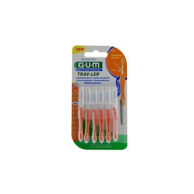 CEPILLO INTERDENTAL VIAJE GUM 1412 TRAV-LER ULTRAFINO CILINDRICO 6 UNIDADES