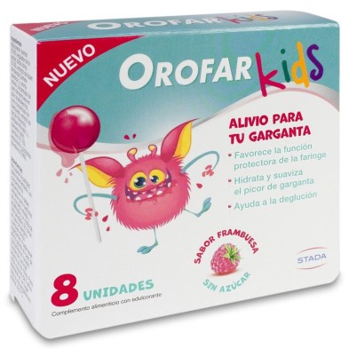 Orofar Kids 8 Piruletas Sabor Frambuesa