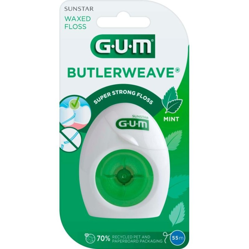 gum-1855 Dental Seda con Cera 1 Unidad 55 m Mentolada