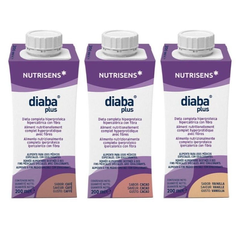 Diaba Plus Advanced 24 Tetraedges 200 ml Multisabor (8 Cacao / 8 Vainilla / 8 Cafe)