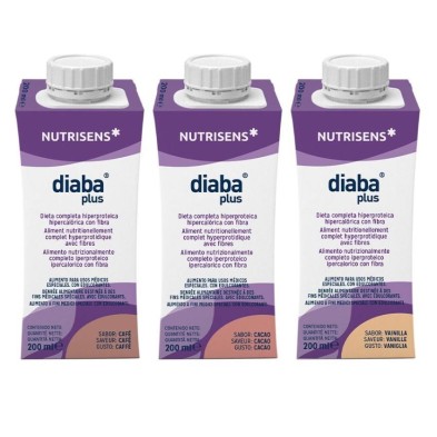 Diaba Plus Advanced 24 Tetraedges 200 ml Multisabor (8 Cacao / 8 Vainilla / 8 Cafe)