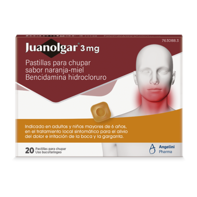 Juanolgar 3 mg 20 Pastillas para Chupar (sabor Naranja - Miel)(blister)