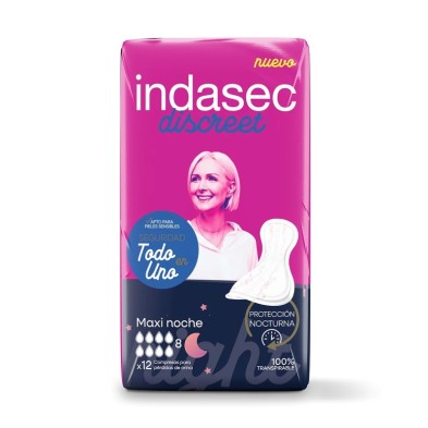 Compresa Perdidas Leves Indasec Discreet Overnight 12 Unidades