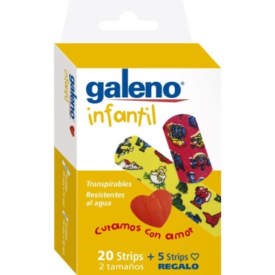 Galeno Infantil Apósito Adhesivo Strips 20 Unidades 72 mm x 20 mm y 56 mm x 17 mm